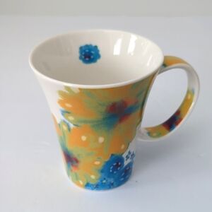 Starbucks 2006 Floral Watercolor Flowers Curved Handle 12oz Mug